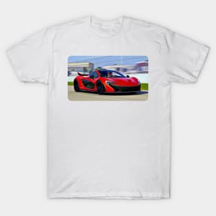 McLaren P1 Cartoon Drawing Action Print T-Shirt